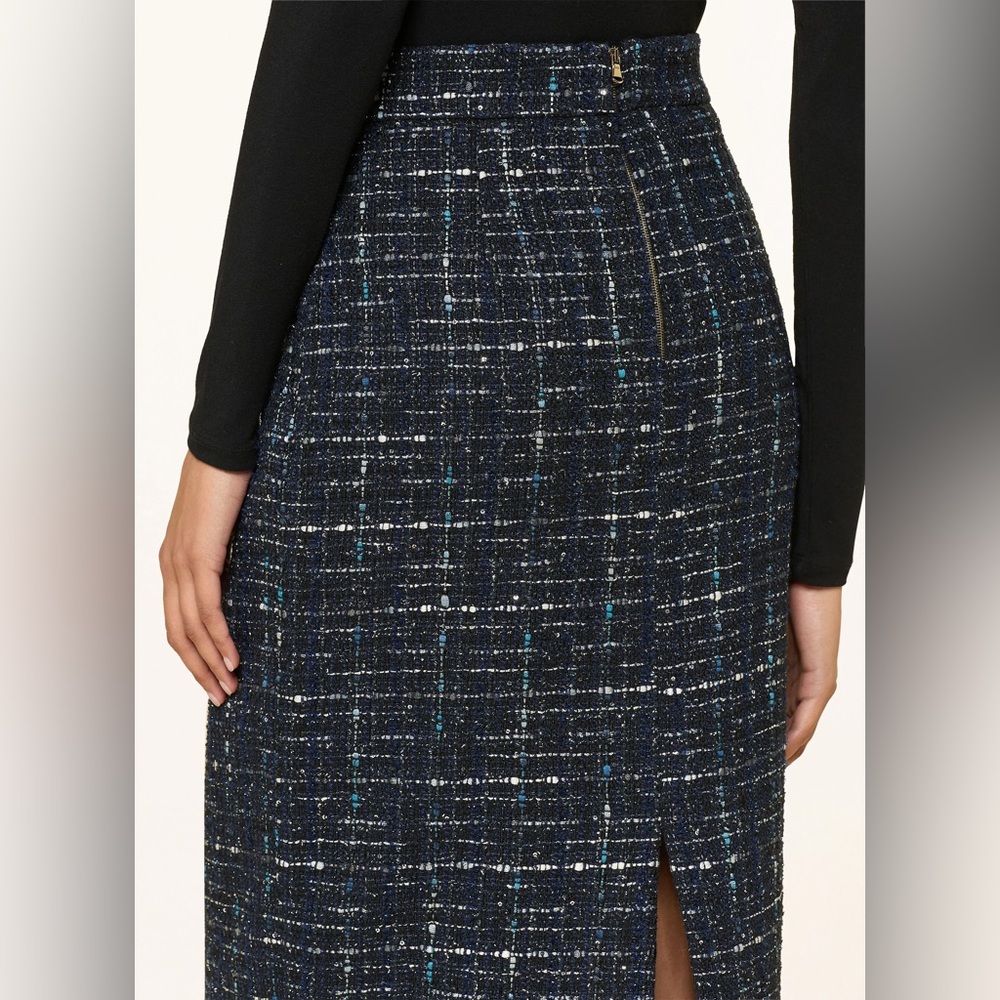 JJill tweed pencil skirt in shades of blue and green wool blend material Sz 10P